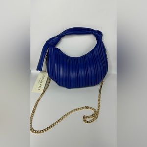 NWT Madison West Cobalt Blue Hobo Purse w/Gold Chain Shoulder Strap